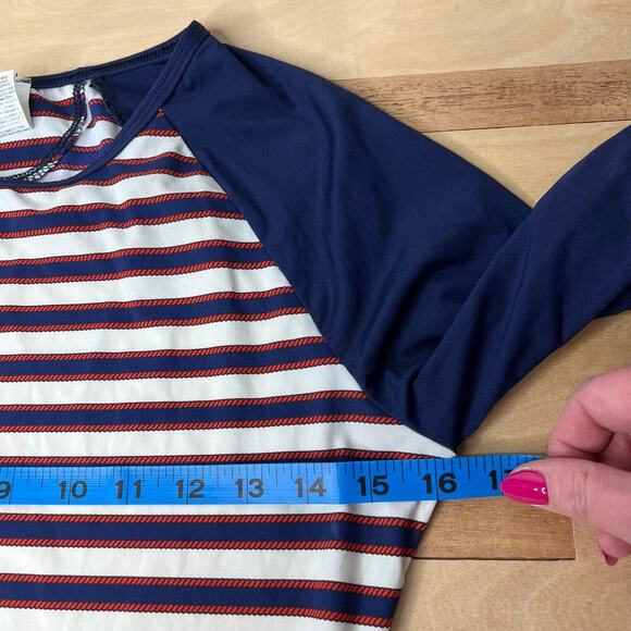 Sperry Women's Sailing Stripe Swim Shirt Size Small Rash Guard Preppy Nautical - Picture 12 of 13